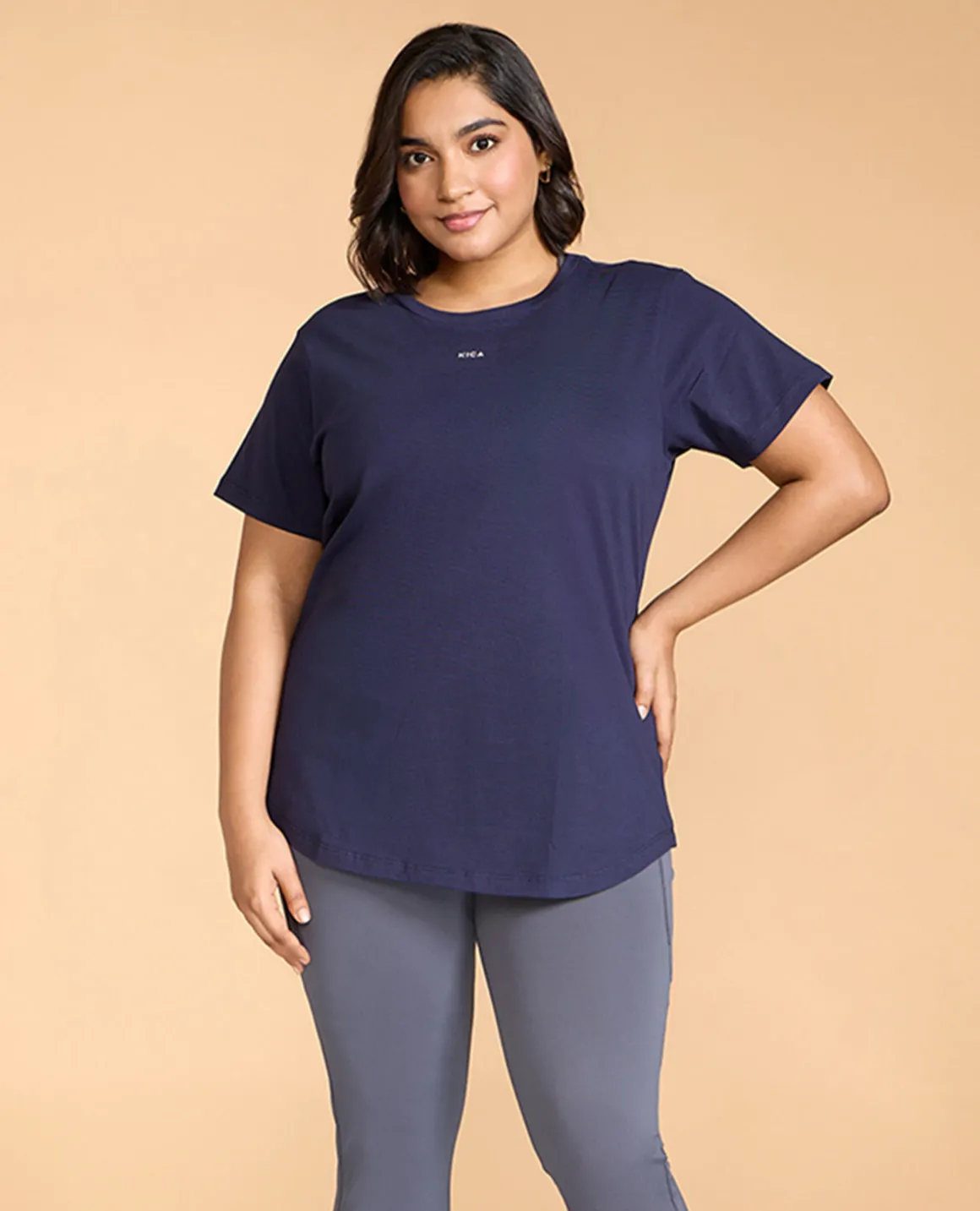 Women Solid Cotton Essential Hip Covering Top