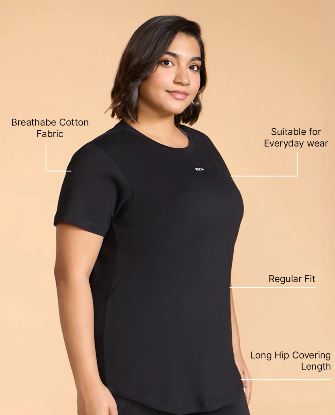 Women Solid Cotton Essential Hip Covering Top