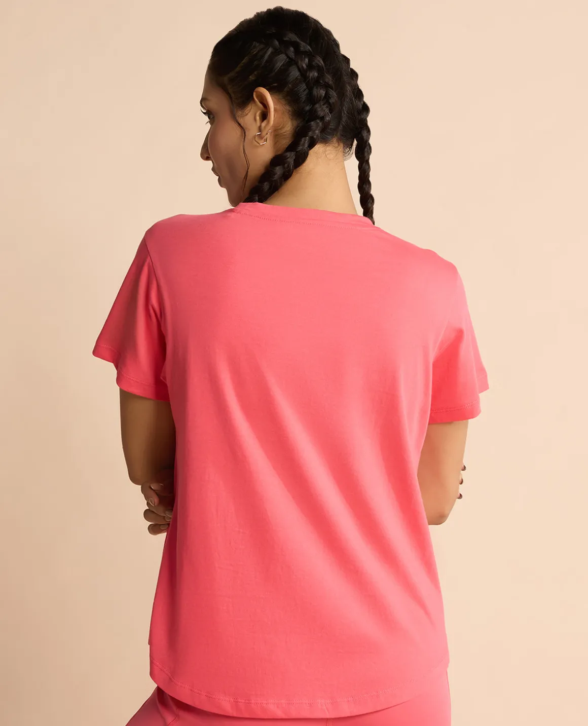 Women Solid Cotton Essential Top Apple