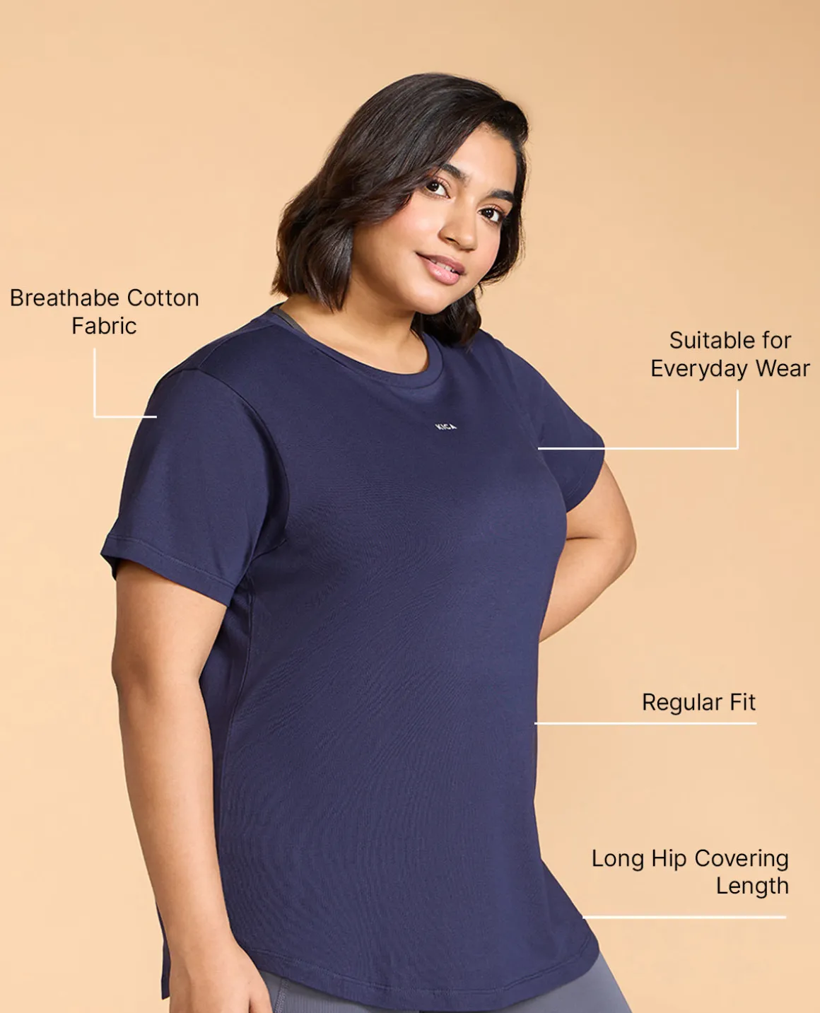 Women Solid Cotton Essential Hip Covering Top
