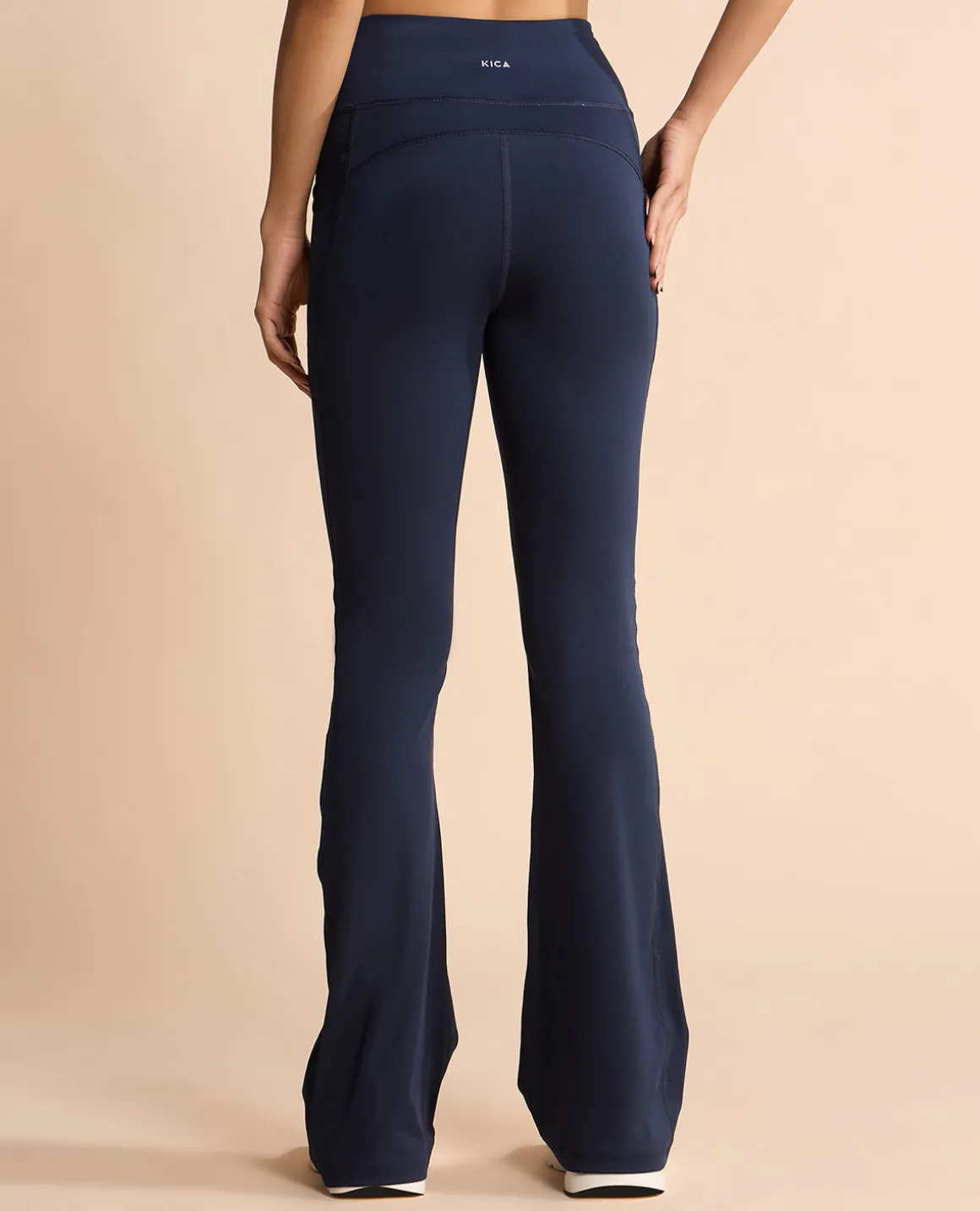 Women Stretchable Long Length Flared Pants Navy